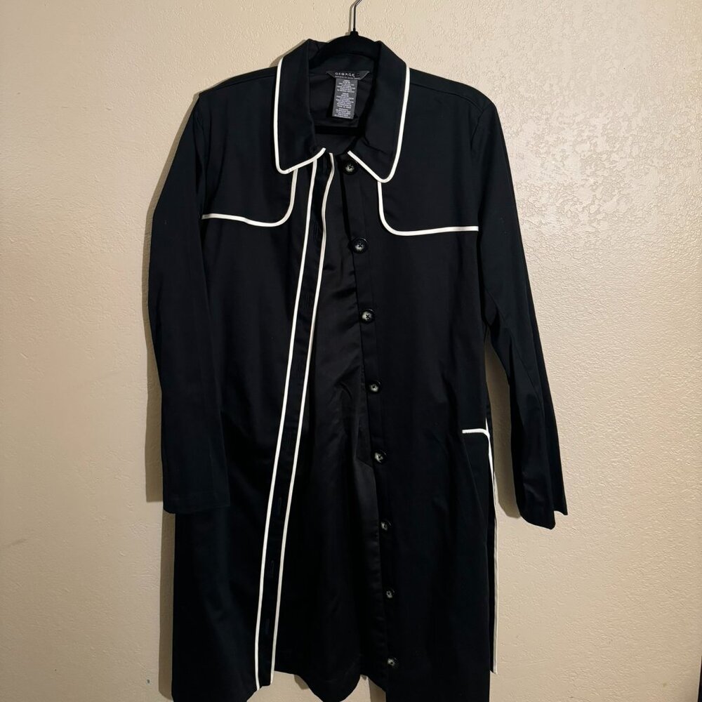 George Designs by Mark Eisen Black Trench Coat White Lining